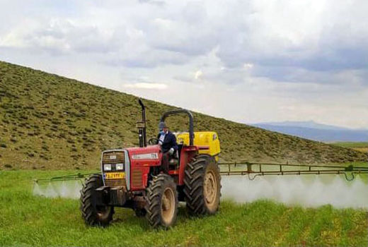 محلول‌پاشی مزارع طرح جهش تولید در دیم زارها در شهرستان ویژه مراغه