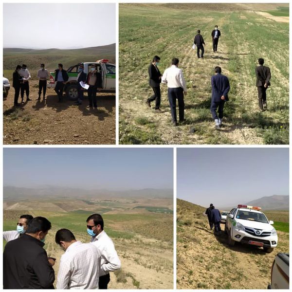 بازدید میدانی اعضای کار گروه رفع تداخلات شهرستان بن از اراضی روستای آزادگان