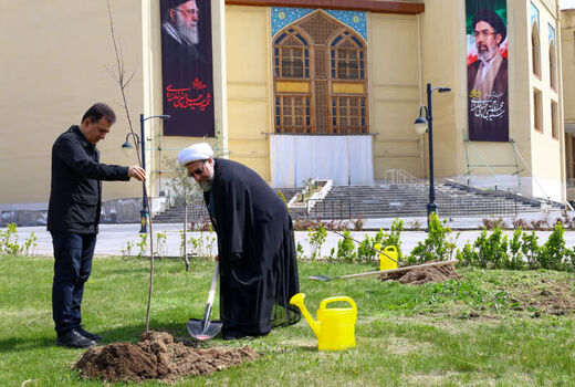 امام جمعه تبریز به یاد رهبر شهید نهال میوه کاشت

