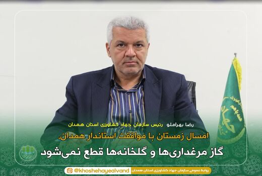 زمستان امسال با موافقت استاندار همدان، گاز مرغداری‌ها و گلخانه‌ها قطع نمی‌شود
