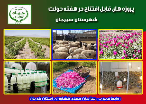 بهره برداری  از 8 طرح کشاورزی و دامپروری در شهرستان سیرجان در هفته دولت 