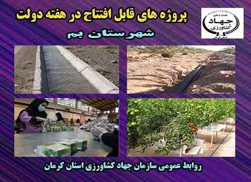 بهره برداری از 5 طرح کشاورزی و دامپروری شهرستان بم در هفته دولت