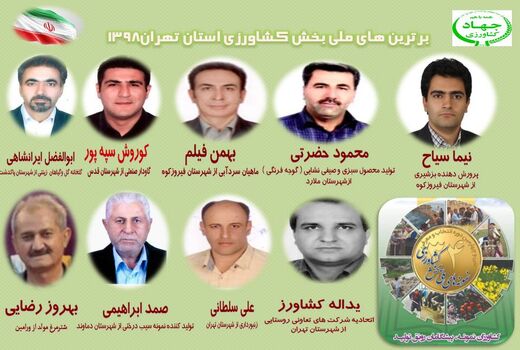 ۹ کشاورز استان‌ تهران در کشور نمونه شدند + معرفی کشاورزان