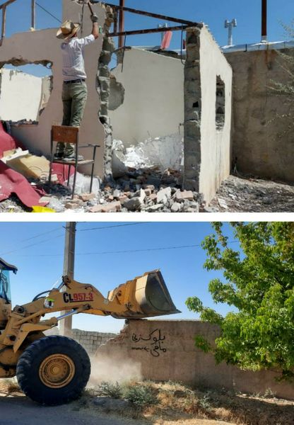 تخریب ۶ بنای غیر مجاز در اراضی کشاورزی شهرستان آبیک
