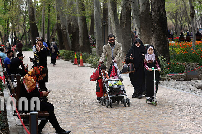 گردشگران در باغ گل ایرانی
