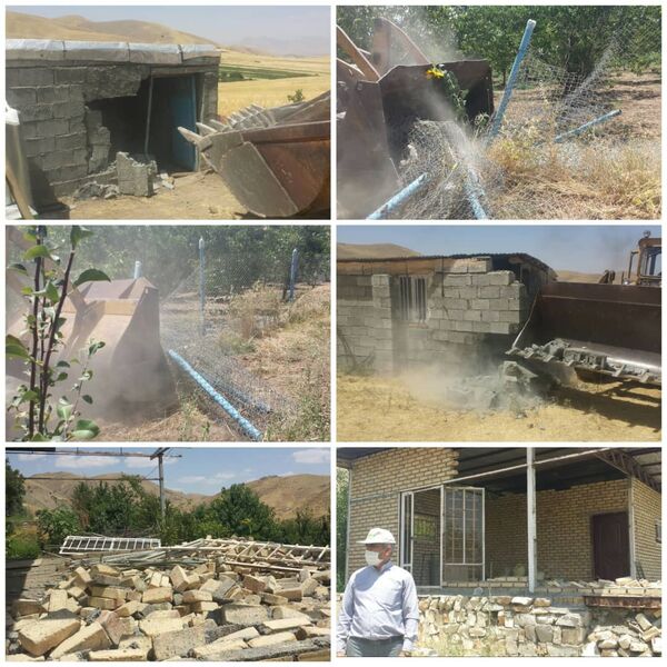 قلع و قمع 4 بنای غیر مجاز در اراضی زراعی  شهرستان کامیاران