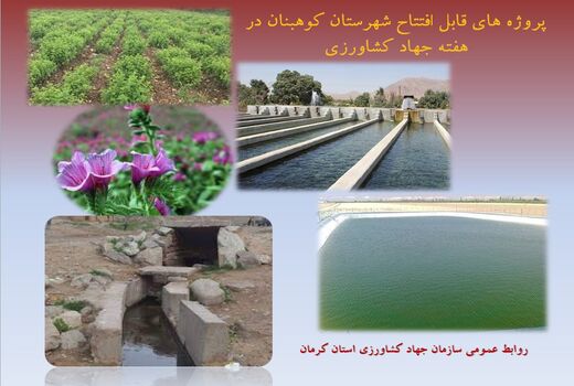 چهار طرح  کشاورزی و شیلات شهرستان کوهبنان در هفته جهاد کشاورزی به بهره برداری می رسد