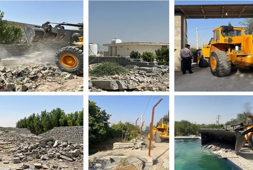 تخریب ساخت و ساز غیرمجاز در اراضی کشاورزی کازرون