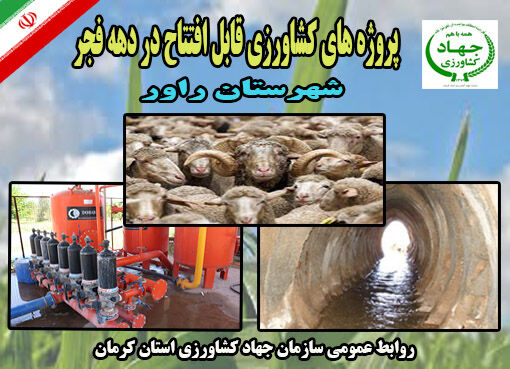  بهره برداری از سه طرح دامپروری و آب و خاک شهرستان راور در ایام الله دهه فجر 