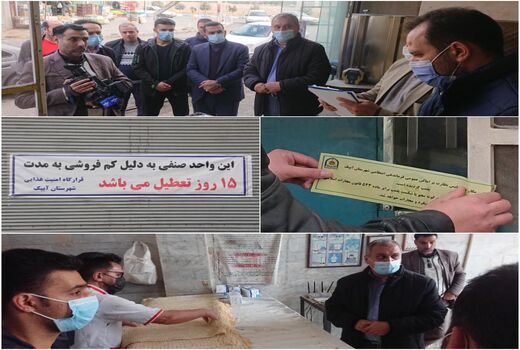 ۲ واحد نانوایی متخلف در آبیک پلمب شد
