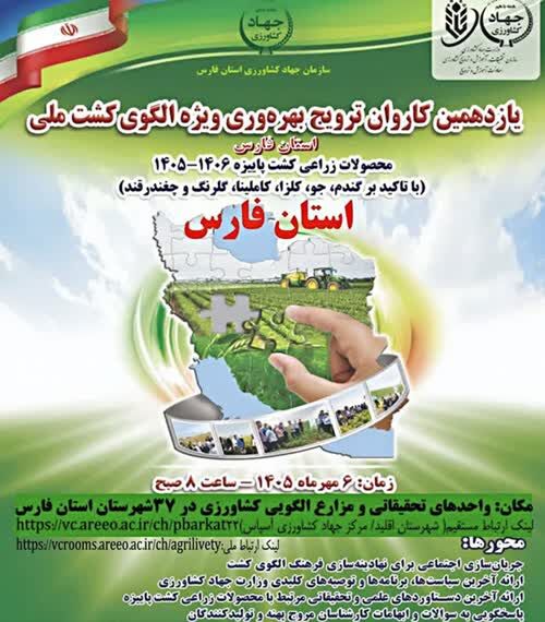 یازدهمین کاروان ترویج بهره‌وری الگوی کشت در فارس برگزار شد