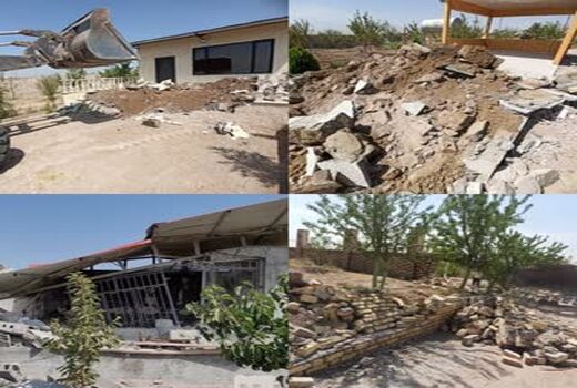 قلع و قمع ۲۵ بنای غیر مجاز در اراضی کشاورزی شهرستان قزوین