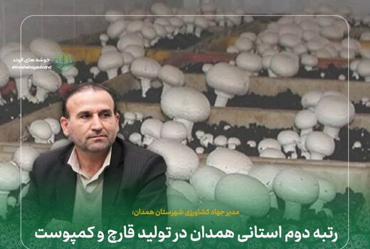رتبه دوم استانی همدان در تولید قارچ و کمپوست 